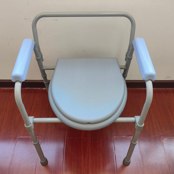 China Factory Price Portable Steel toilet Commode Toilet Chair for Elderly with Drop-Down Armrest bedside Commode Chair - Image 3