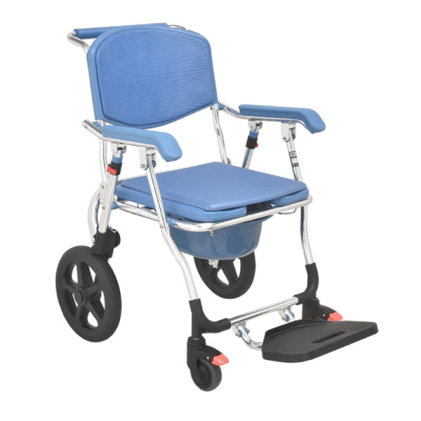 Aluminum Commode Chair with Wheels Medical Nursing Chair for Disabled People Height Adjustable Antiskid Potty Chair - Image 3