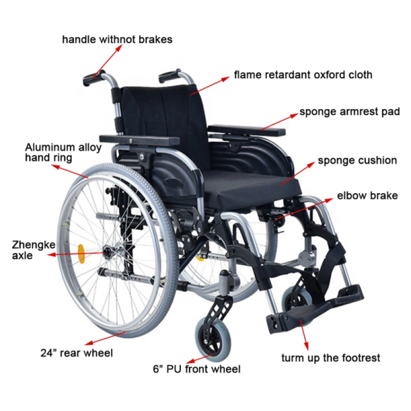 New style high quality lightweight hospital manual wheelchair for disabled - Image 2