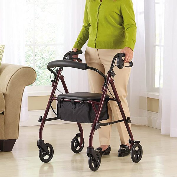 Folding Mobility Stand Walker Rollator, Rehabilitation Therapy Lightweight Rollator - Image 6