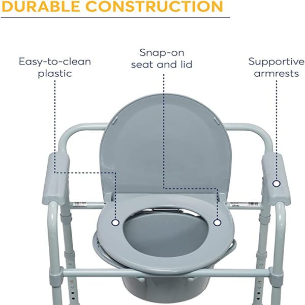 Hot Sale portable steel uplift toilet disabled toilet wheel chair the seat potty for old people bedside commode chair - Image 4