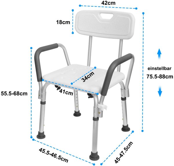 OEM/ODM chair for bathing disabled bath chair for disabled adults Aluminum shower stool Height adjustable shower chair bathroom - Image 3