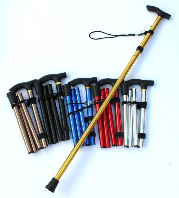 Wholesale 84-93CM Adjustable Folding Canes Aluminium foldable crutches coloured crutch elderly stick