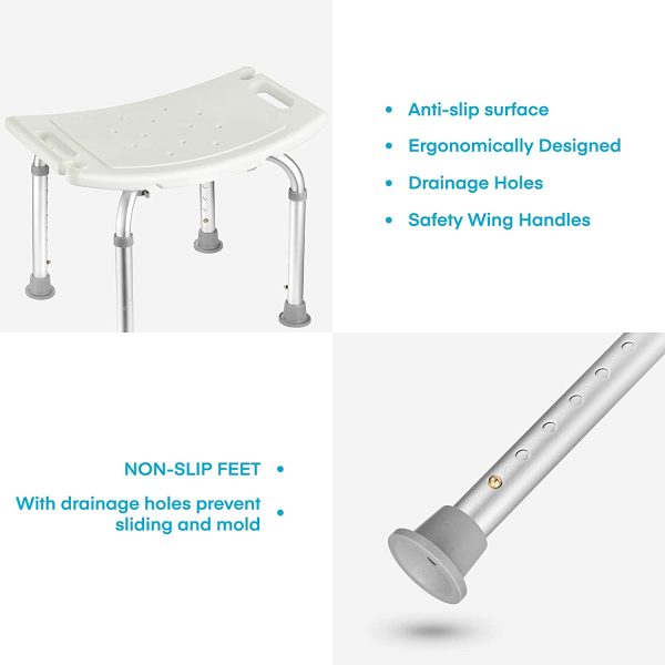 Medical bathing chair Anti-Slip shower stool Bathtub Stool Seat Height Adjustable shower chair for the elderly in shower bench - Image 2