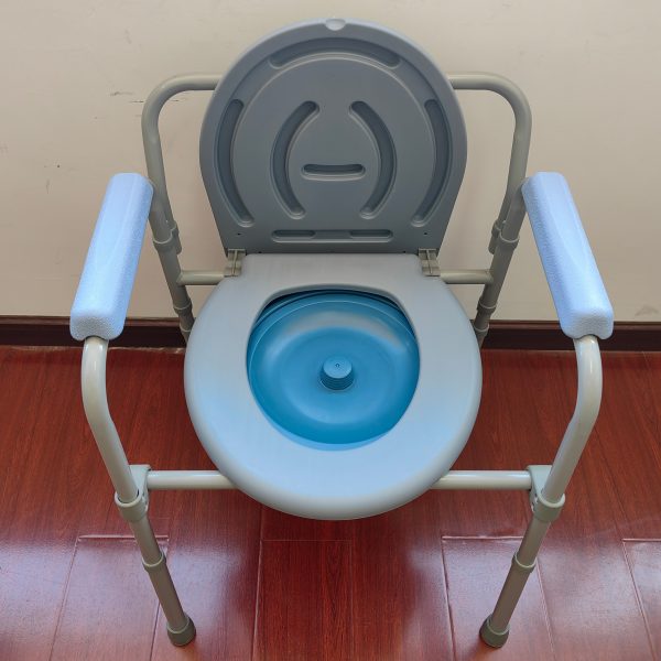 China Factory Price Portable Steel toilet Commode Toilet Chair for Elderly with Drop-Down Armrest bedside Commode Chair - Image 4