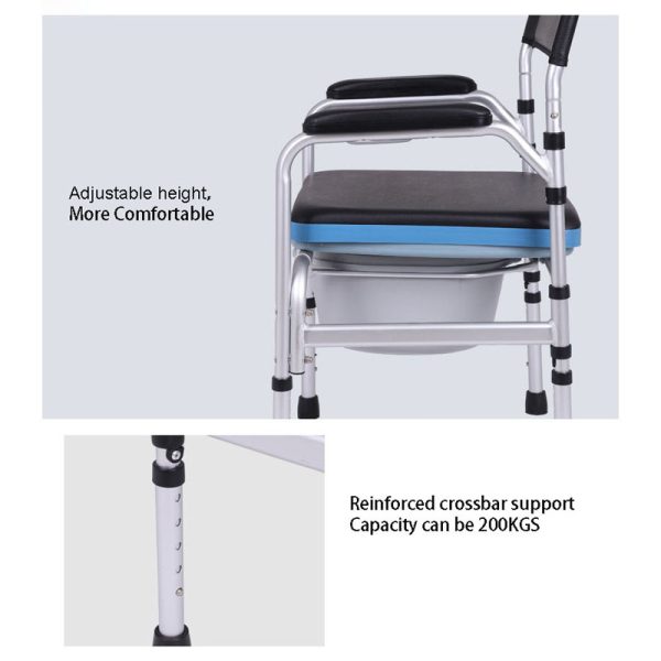 Hot Sell Adjustable chair for bathing disabled Aluminium portable steel uplift toilet mobile the elderly toilet commode seat - Image 6