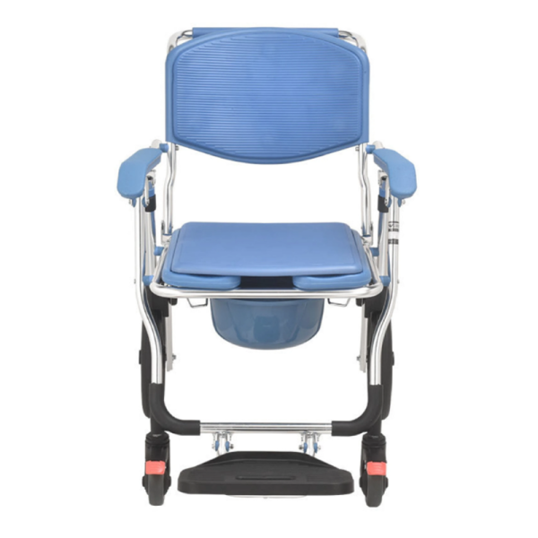 Aluminum Commode Chair with Wheels Medical Nursing Chair for Disabled People Height Adjustable Antiskid Potty Chair - Image 2