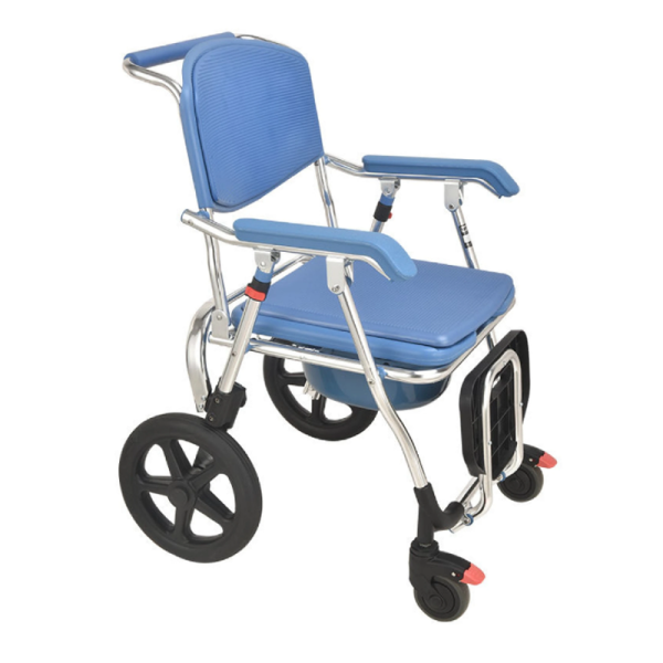 Aluminum Commode Chair with Wheels Medical Nursing Chair for Disabled People Height Adjustable Antiskid Potty Chair - Image 4