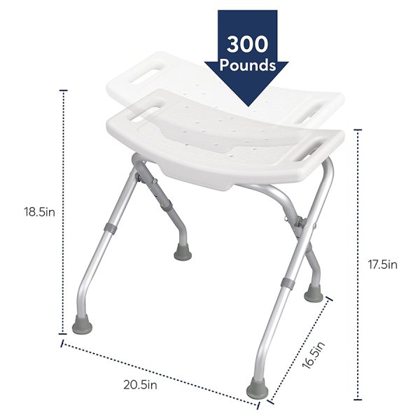 Medical Health Shower Chair 300 lb Adjustable Bath Seat, Lightweight Bath Bench for Elderly Bath Chairs - Image 3