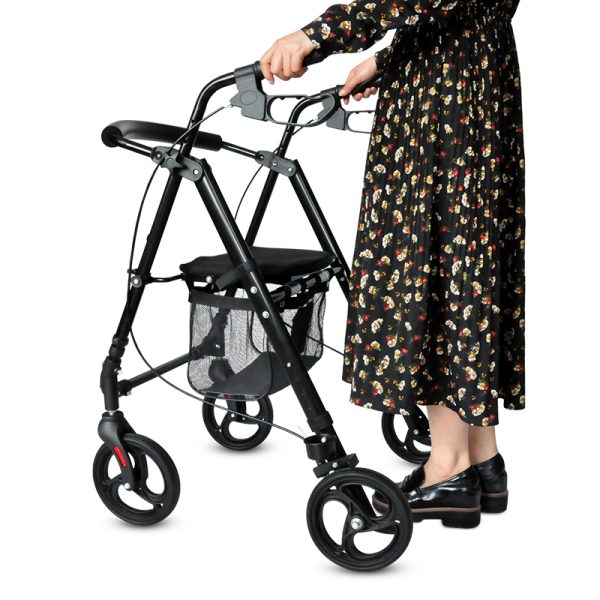 Aluminum Frame Foldable  4 wheels rollator for elderly and disabled people,outdoor walker  with seat - Image 6