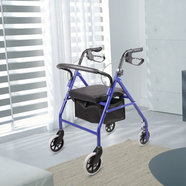 Foldable  4 wheels rollator for elderly and disabled people mobility walker with seat - Image 3