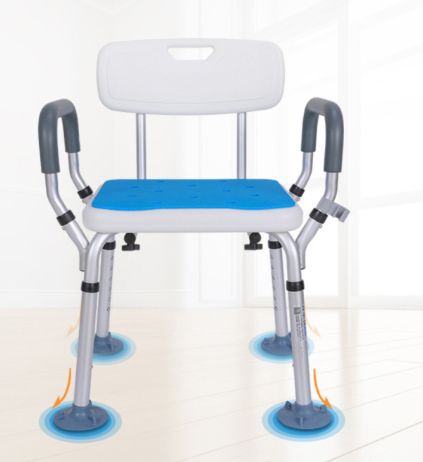 Adjustable medical portable shower chair with back and arms for elderly and disabled - Image 5