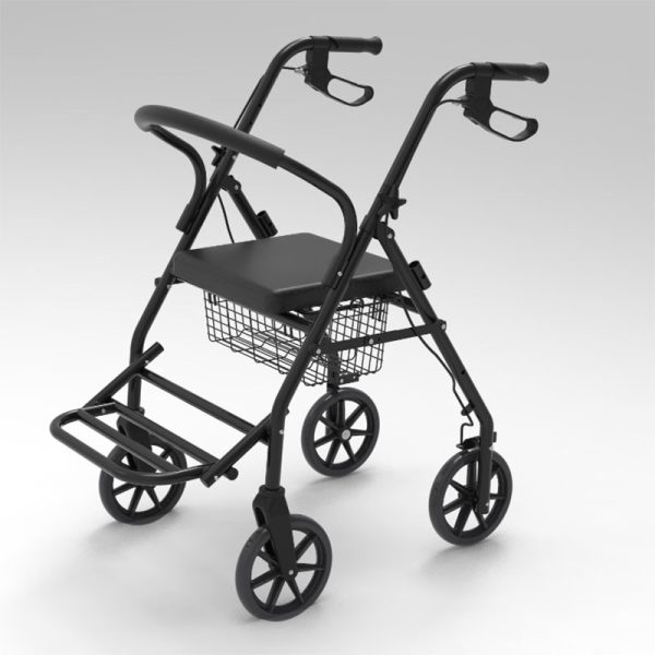 Outdoor Walker Folding For Elder Wheel Chair With Seat Disabled Shopping Steel foldable  4 Wheel Rollator - Image 5