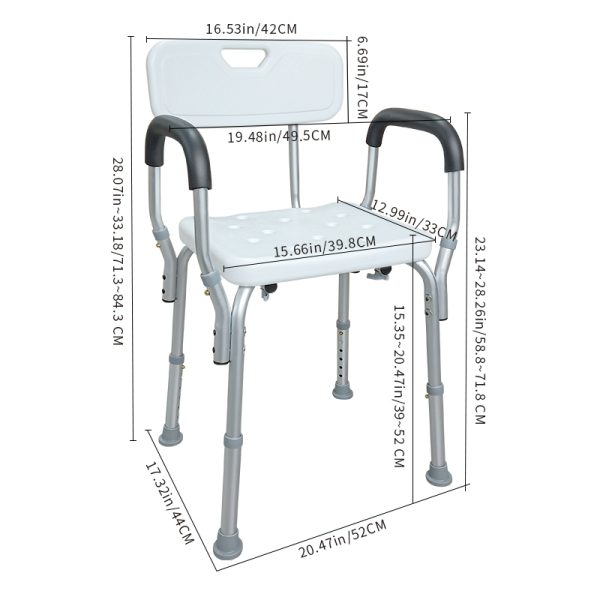 Adjustable height  bath shower chair for the elderly - Image 6