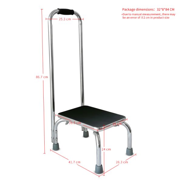 Step Stool with Handle for Adults and Seniors, Heavy Duty Metal Stepping Stool for High Beds - Image 4