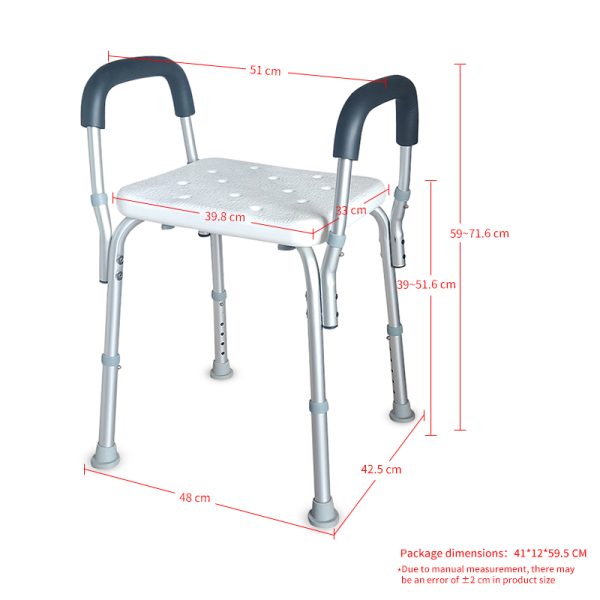 BQ403E Adjustable height  aluminum bathroom shower chairs for the elderly  disabled - Image 5