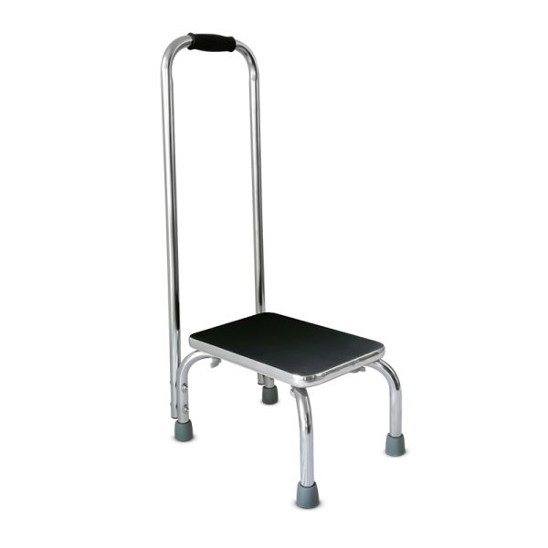 Step Stool with Handle for Adults and Seniors, Heavy Duty Metal Stepping Stool for High Beds