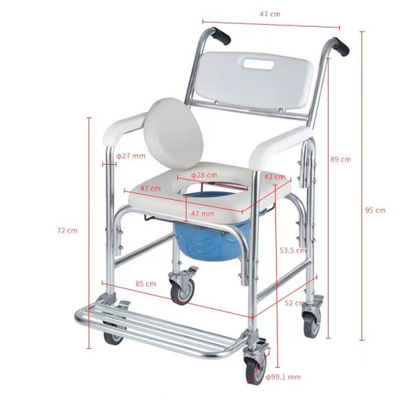 Hot selling product Disabled bathroom chairs bathing folding shower commode wheel chairs toilet for the elderly showers - Image 3