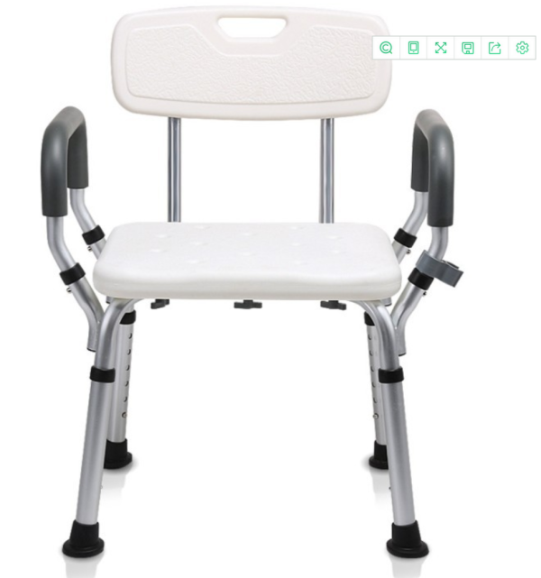 Adjustable medical portable shower chair with back and arms for elderly and disabled - Image 3