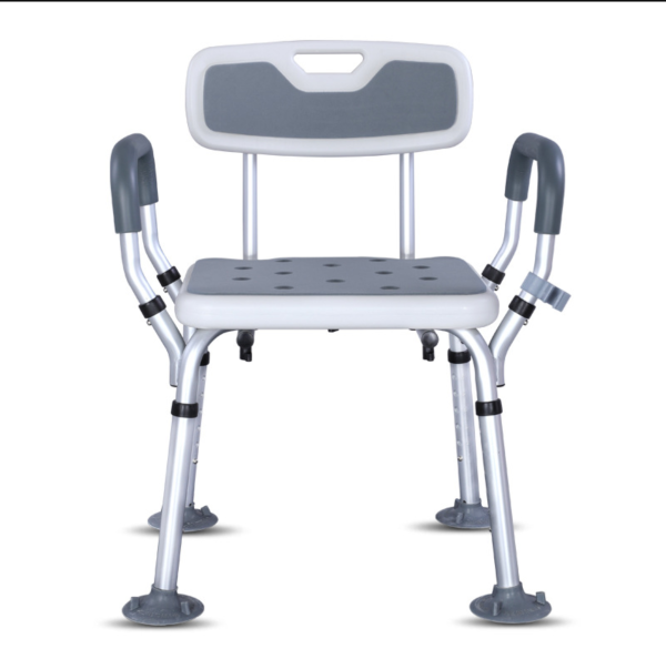 Adjustable medical portable shower chair with back and arms for elderly and disabled - Image 2