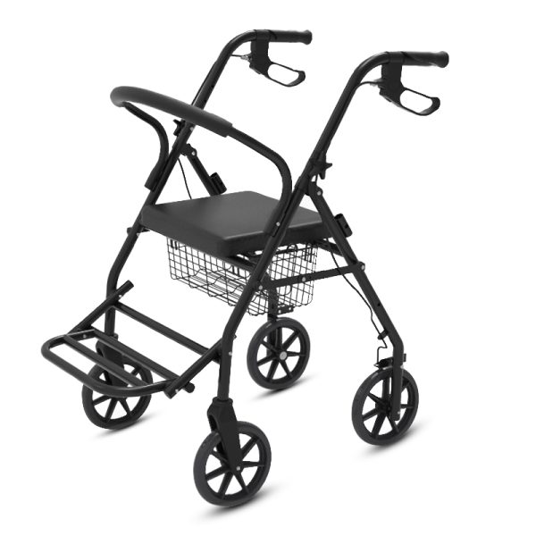 Outdoor Walker Folding For Elder Wheel Chair With Seat Disabled Shopping Steel foldable  4 Wheel Rollator