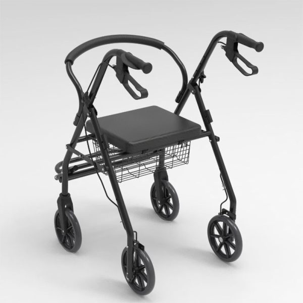 Outdoor Walker Folding For Elder Wheel Chair With Seat Disabled Shopping Steel foldable  4 Wheel Rollator - Image 2